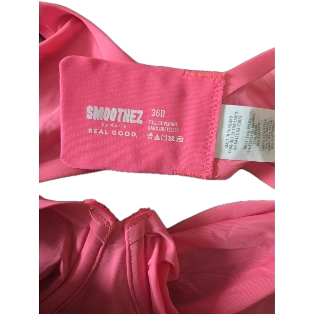 Aerie Smoothez Full Coverage Bra 36D Pink‎ Underwire Adjustable Straps NWT - Picture 2 of 10